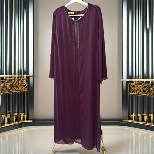 Women’s Dress Abaya Royal Purple - Size 48 - D007 - AVAILABLE IN STORE - CONTACT US FOR PRICE