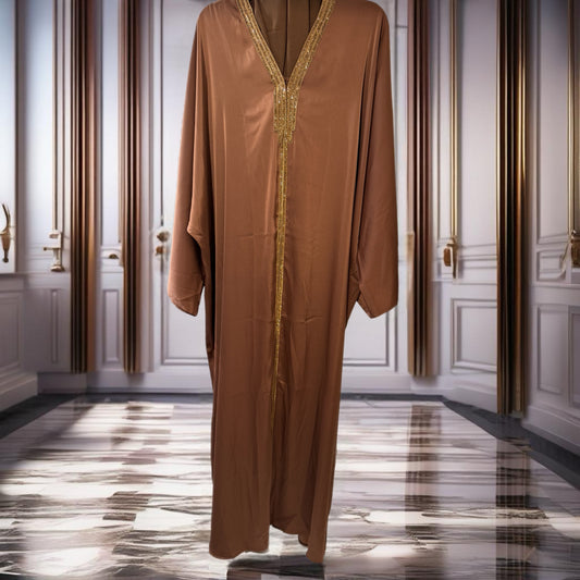 Woman’s Abaya Gold with Scarf  Size 58 - D062 - AVAILABLE IN STORE - CONTACT US FOR PRICE